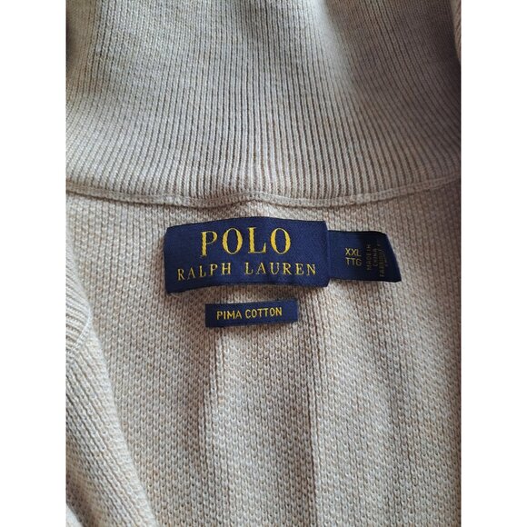 Lot 2 Polo Ralph Lauren Mens XXL Pima Cotton Quarter-Zip Sweaters Beige Salmon - Picture 4 of 9